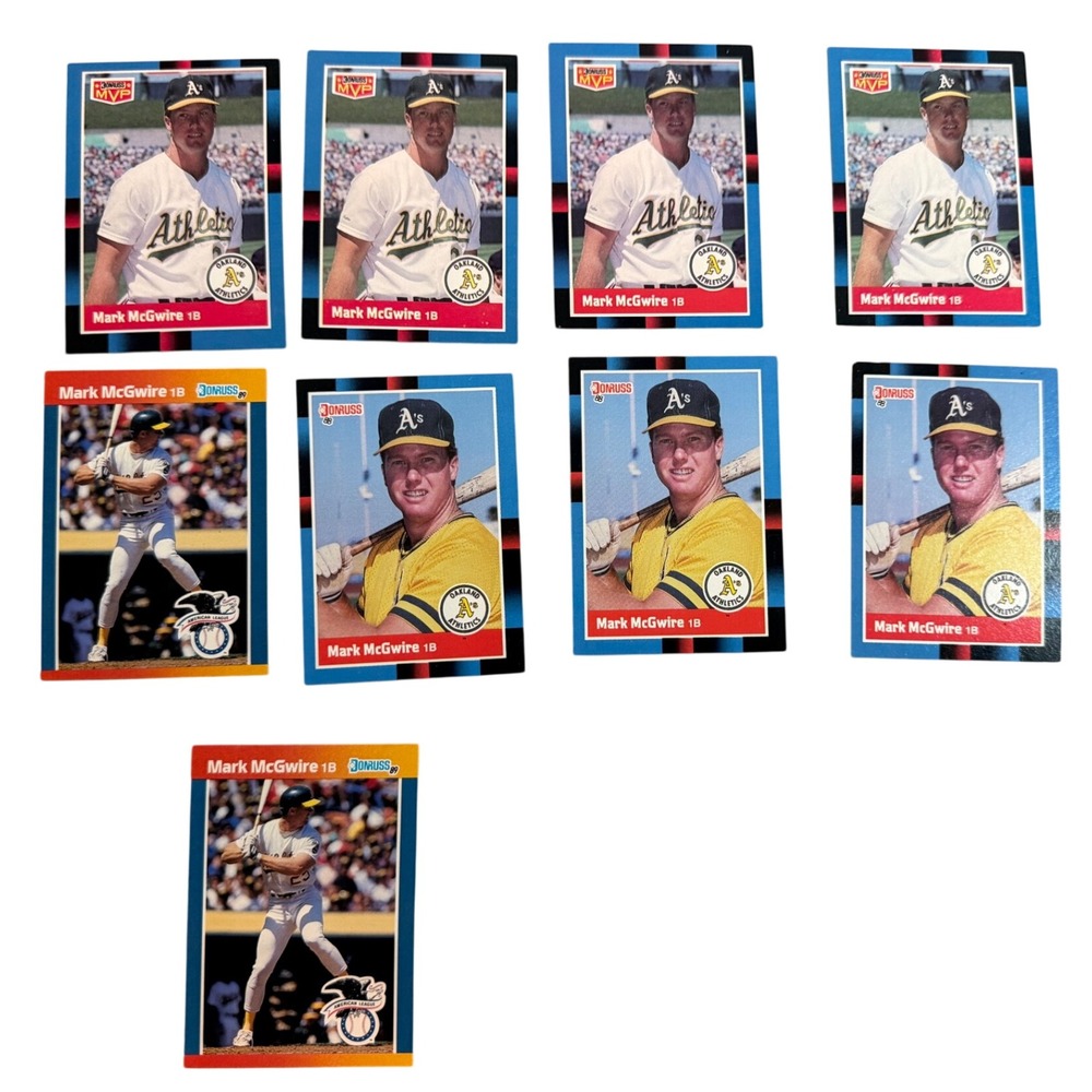 Mark McGwire Donruss Baseball Card Lot of 9 Oakland A's MVP All-Star Raw MLB